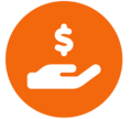 orange hand dollar money charity dollar dollar sign hand handout icon