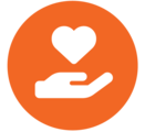 orange hand heart hand heart Help charity handout icon