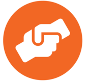 orange handshake hand hands icon