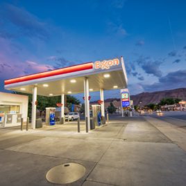 Gasoline, gas, fuel, fill up after dark, night 