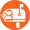 Mail-in ballots, ballots, mail, orange icon