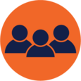 Orange and navy staff icon
