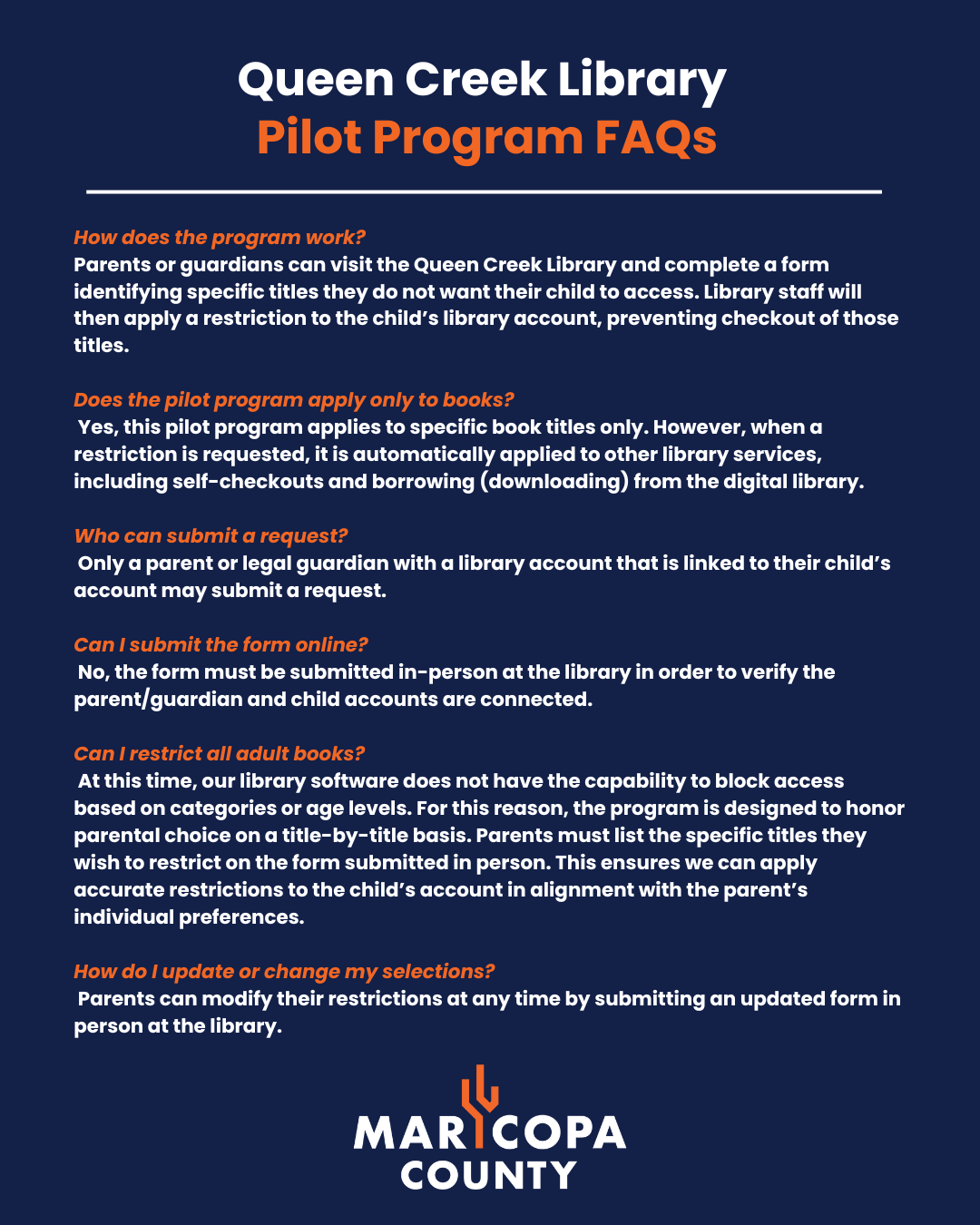 Queen Creek Library FAQs