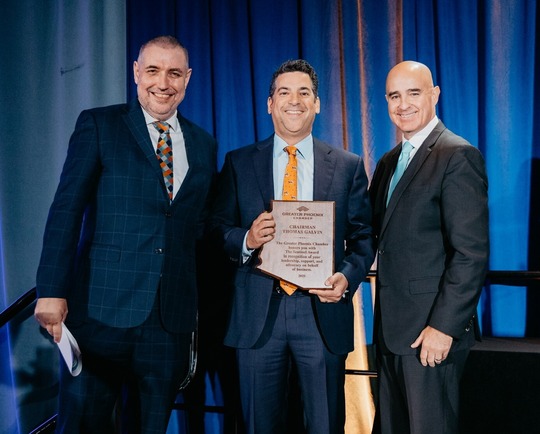 It was an honor to be presented with the Sentinel Award by Mike Huckins (left) and Todd Sanders (right).