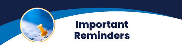 "Important Reminders" text next to photo of yellow pushpin in a calendar