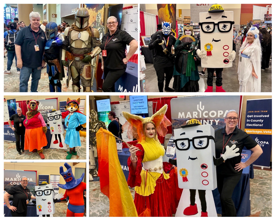 Photos of community with Phil the Ballot
