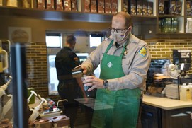 Deputy serving coffee