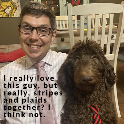Ben and his dog with tie