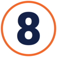 Number 8 Icon, step 8, outline orange