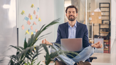 man relaxing at work
