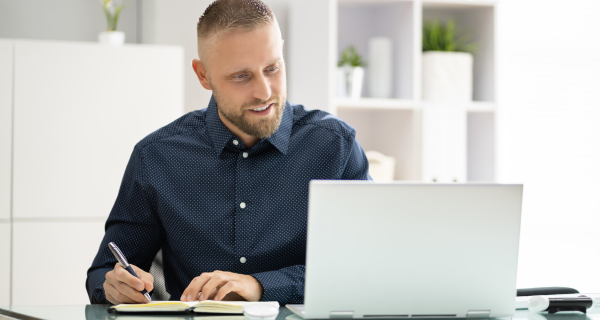 professional man learning online