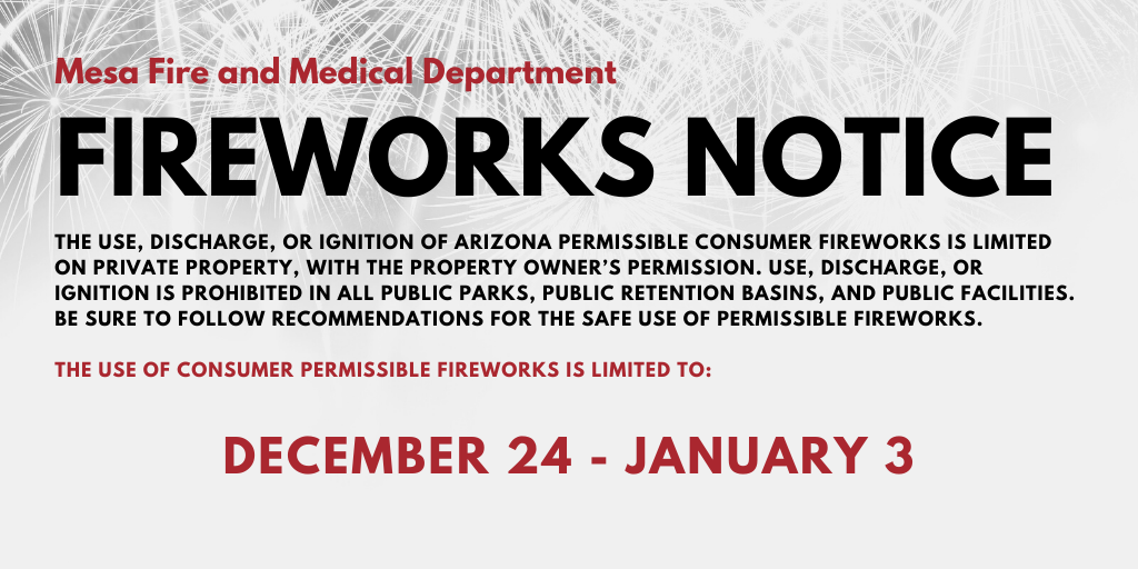 Mesa Fire and Medical Fireworks Notice