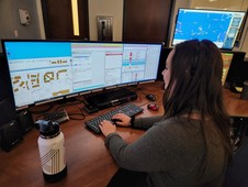 Dispatcher on call in dispatch center