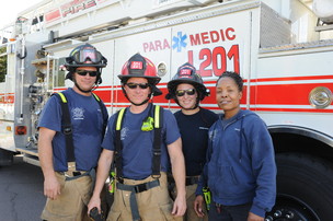 4-member fire crew 201 in front of truck