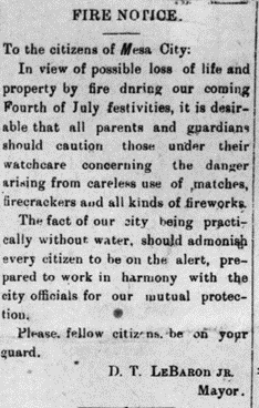 1898 July 4th Safety Message