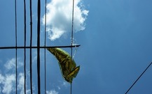 Mylar balloon in power line