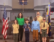 Councilmember with group of Webelos Den and Scoutmaster