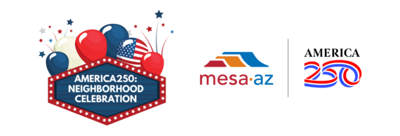 city of mesa and america250 logos