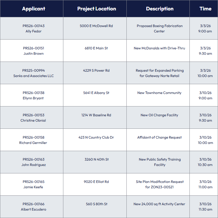 march 2026 pre-submittal schedule
