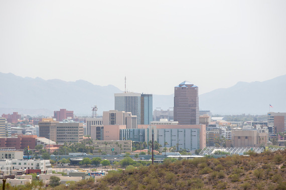 hazy sky over Tucson