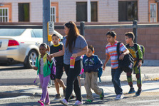 Students walking to school