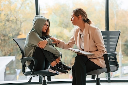 Teen at a counseling appointment