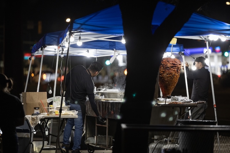 A taco stand is shut down by the Health Department, police