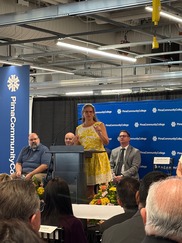 Chair Jenn Allen speaks at FIT Lab ribbon cutting