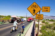 A photo of bicyclists