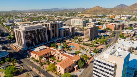 Ariel photo of downtown Tucson