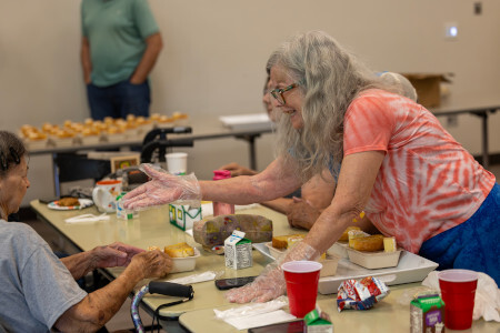 Serving food at a community center