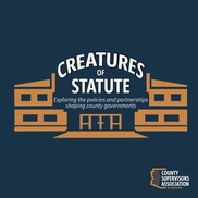Creatures of Statue Podcast Logo, words inside a building