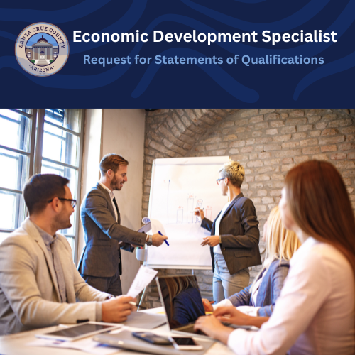 Flyer with business people listening to a presentation