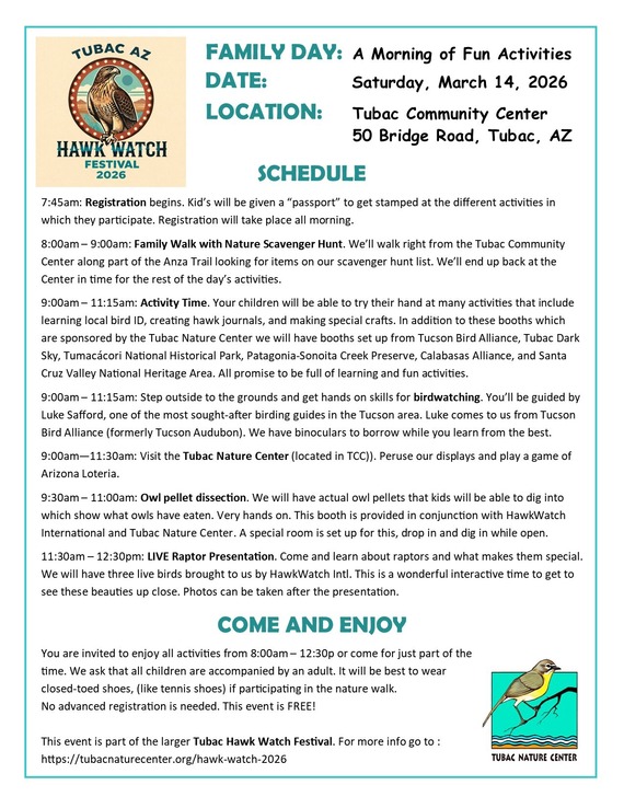 Hawk Watch Schedule