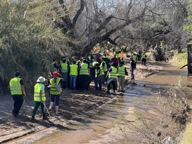 200 volunteers along the riverbank