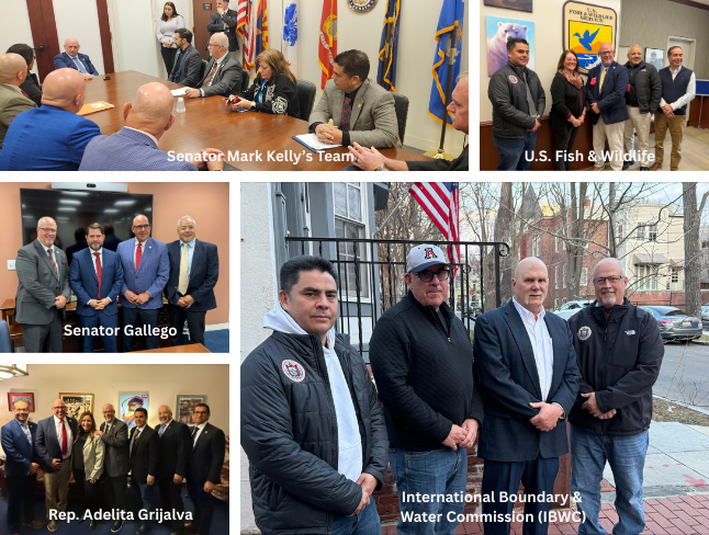 collage of photos with BOS, Kelly, Gallego, IBWC and Fish and Wildlife Service
