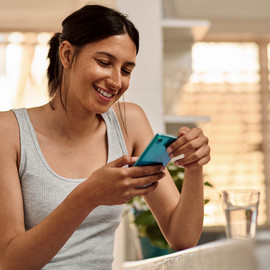 Woman getting water texts