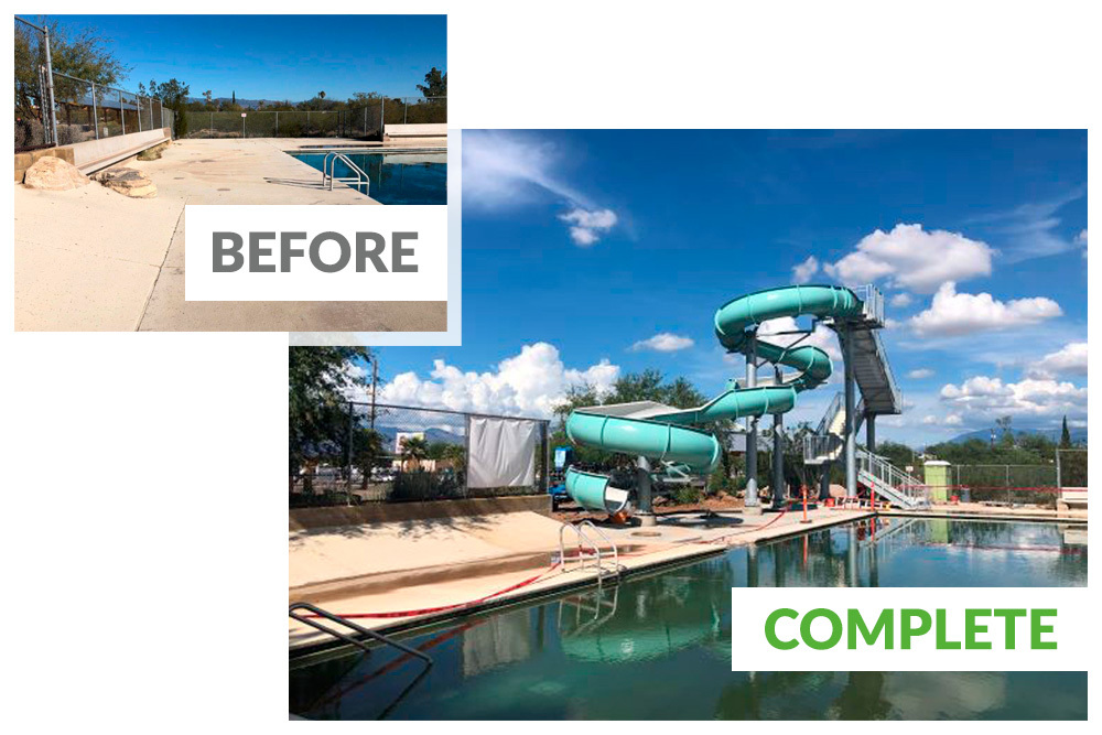 Freedom Pool Slide Before & Complete