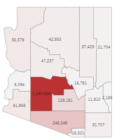 Arizona COVID Count by County Map