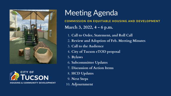 Commission on Equitable Housing and Development March Meeting Agenda