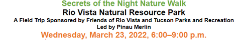 Rio Vista (in Ward 3) evening nature walk announcement poster 