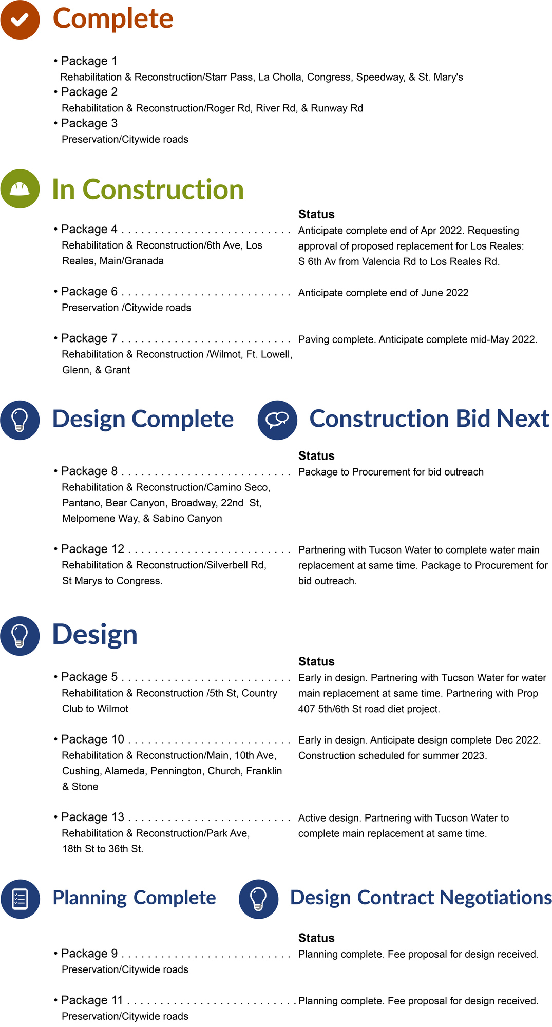 arterial streets progress