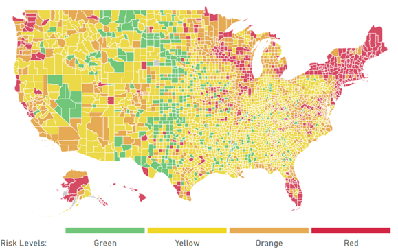 U.S Harvard Risk Map Showing High-Risk Area