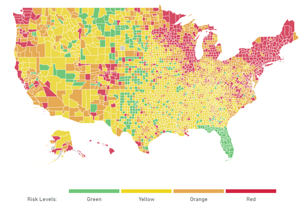 U.S Harvard Second Risk Map Showing High-Risk Area