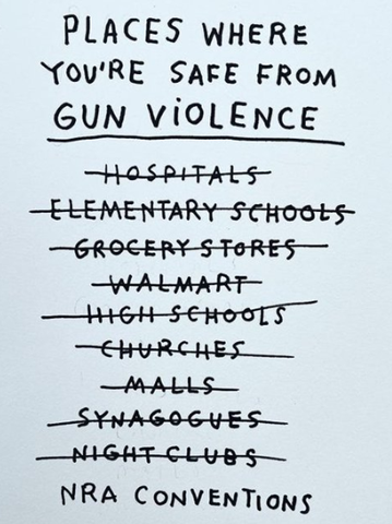 Picture of a short list of places where you're safe from gun violence