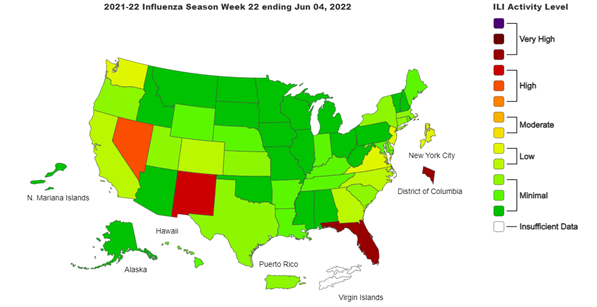 The U.S flu map