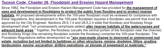 Tucson Code, Chapter 26, Floodplain and Erosion Hazard Management