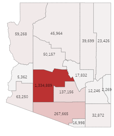 Picture showing weekly COVID case map ‘by-county’ in Arizona