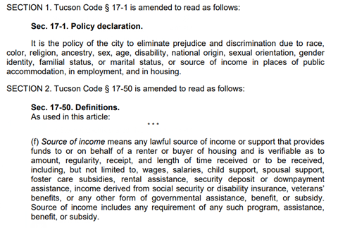 Tucson Code 17-1. The definition of ‘income source’ 