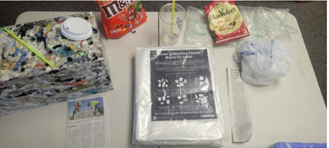 Picture shows Starter Kit, Byblock, and some sample of plastics that can be recycled